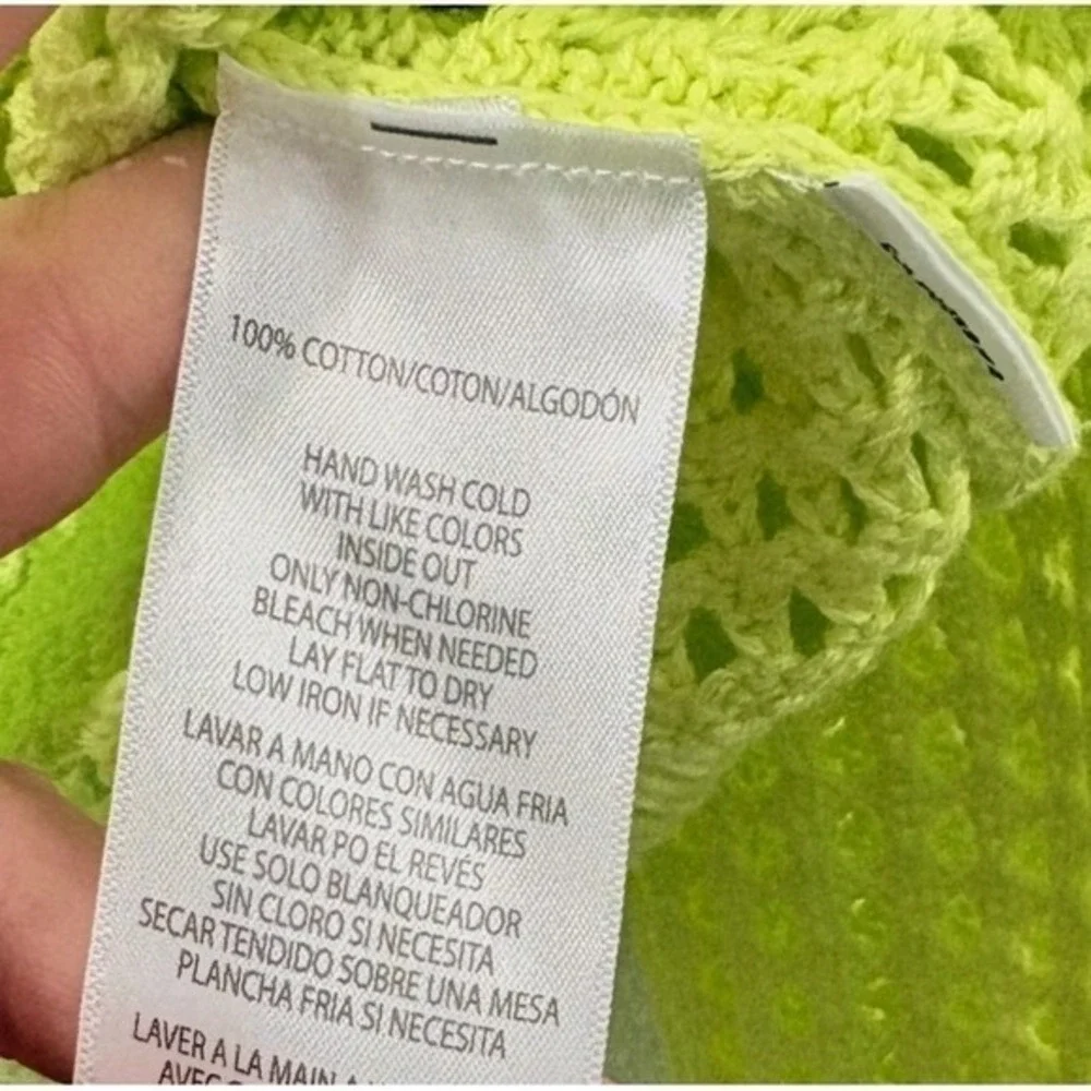 Y2K‎ Neon Mesh Knit Sweater Womens XS Open Knit Indie Sleaze Cyber Cotton Rave